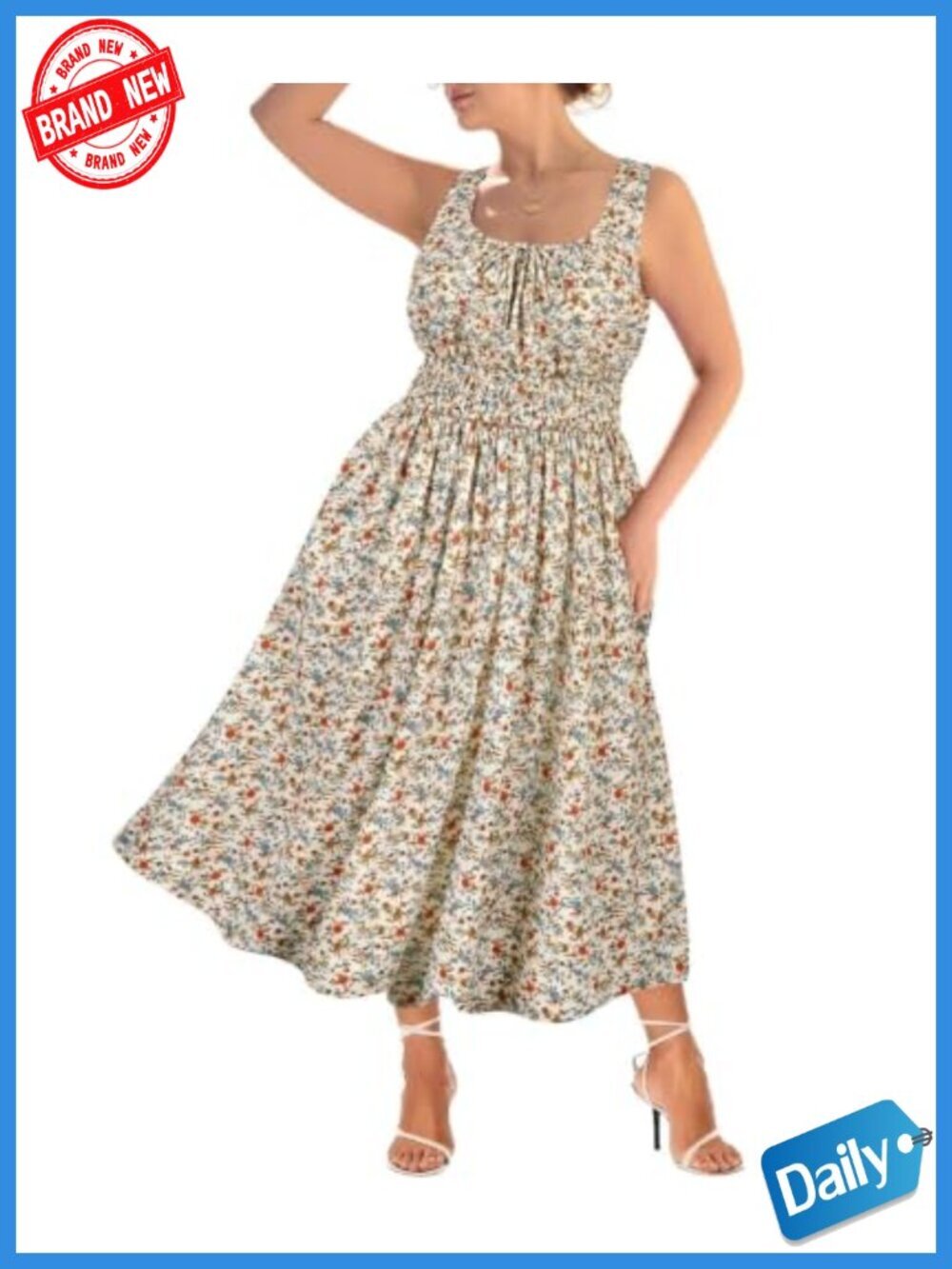 RITERA Women's Plus Size Boho Spaghetti Strap Floral Maxi Dress